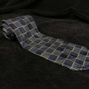 Ermenegildo Zegna Silk Tie Blue Square Hand Sewn Made in Italy Classic Size